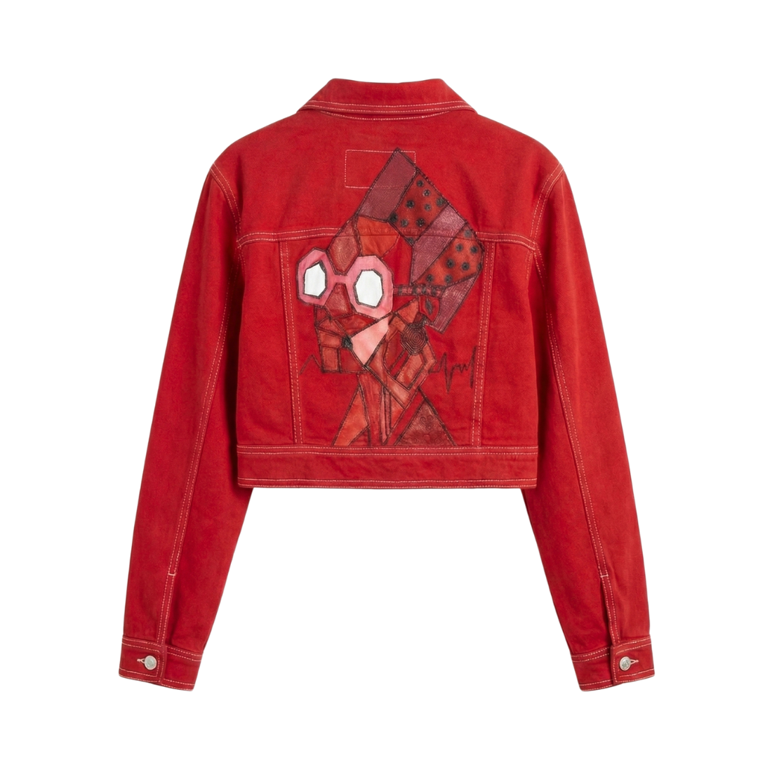 Ruby Punk | 1-of-1 Hand Painted Cropped Denim Jacket