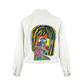 THE COLORFUL FACE | Hand-Painted White Denim Jacket