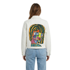 THE COLORFUL FACE | Hand-Painted White Denim Jacket
