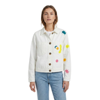 THE COLORFUL FACE | Hand-Painted White Denim Jacket