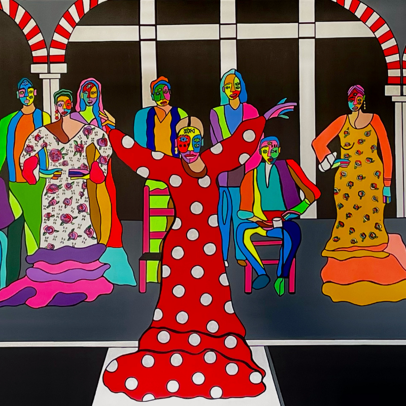 Flamenco sounds of colors painting by rime sbai